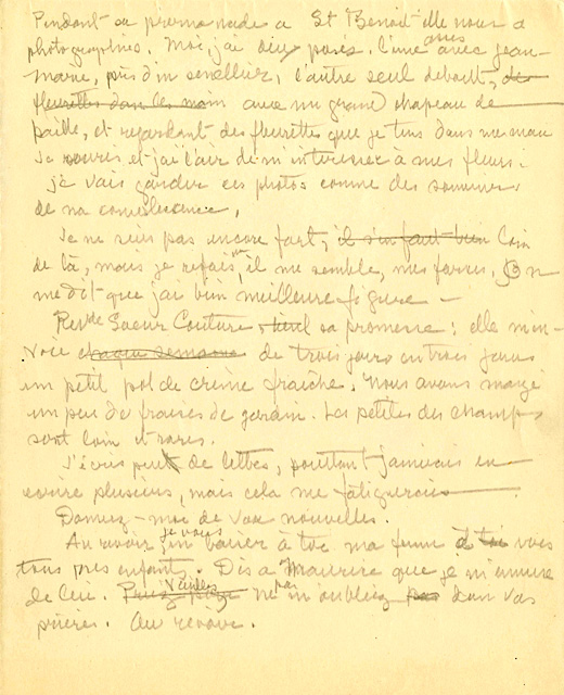 Lettre d’Albert Ferland à son épouse et à ses enfants.