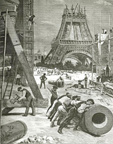 La tour Eiffel en voie de construction pour l'Exposition de Paris de 1889.