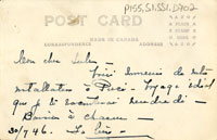 Carte postale de Blanche Lacoste-Landry, en vacances à Percé, adressée à son fils Jules le 30 juillet 1946. (Verso).