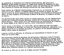 Procès-verbal de la cérémonie de la bénédiction