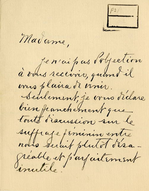 Lettre de Mgr Paul-Eugène Roy à Marie Gérin-Lajoie, p.1