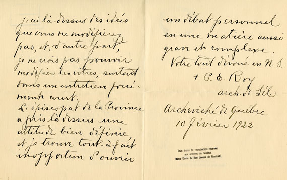 Lettre de Mgr Paul-Eugène Roy à Marie Gérin-Lajoie, p.2 et 3