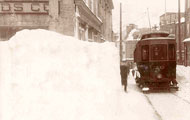 Circulation du tramway en hiver.