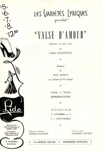 Premire page du programme Valse d'amour