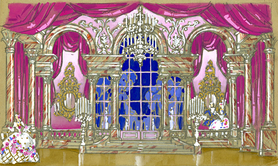 Maquette du dcor du 1er acte de Monsieur Beaucaire 
